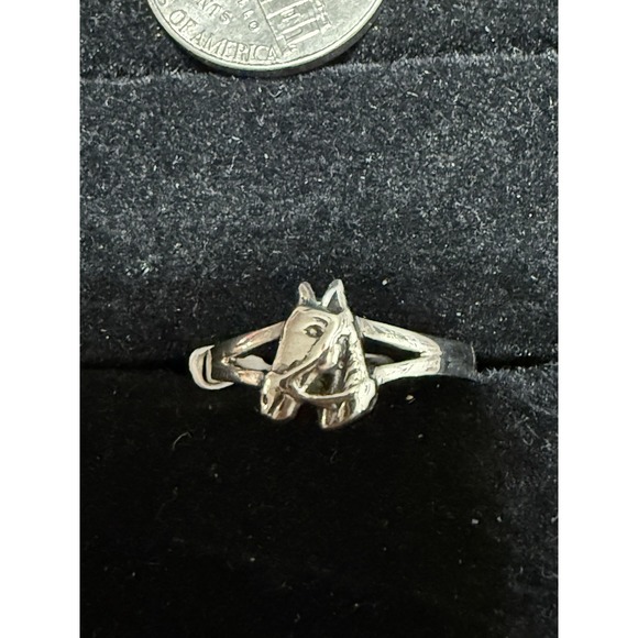 The Unbranded Brand Jewelry - Vintage Sterling Silver Ring Horse Head Band Size 7.5 7 1/2 Unisex 925